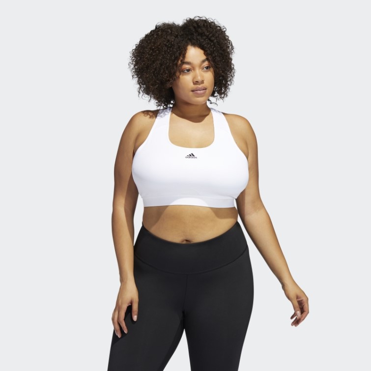 Soutien-gorge à Maintien Moyen Adidas Powerreact Training Blanc (taille Plus)