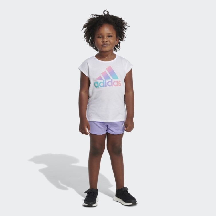 Ensemble T-shirt Graphique Et Short Blanc Adidas