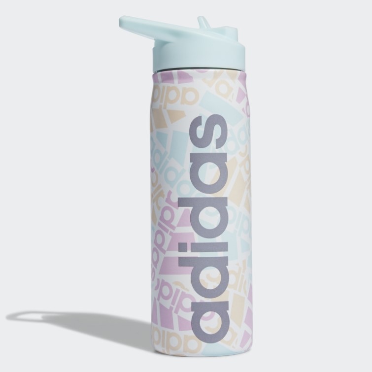 Bidon Métal Paille Acier Adidas Blanc 600 Ml