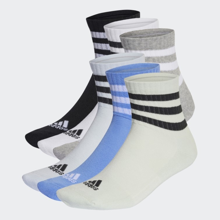 Chaussettes Mi-hautes Amorties Sportswear 3 Bandes 3 Paires Gris Moyen Adidas