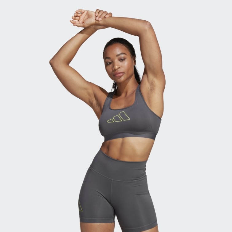 Soutien-gorge à Maintien Moyen Adidas Powerreact Hyperbright Gris