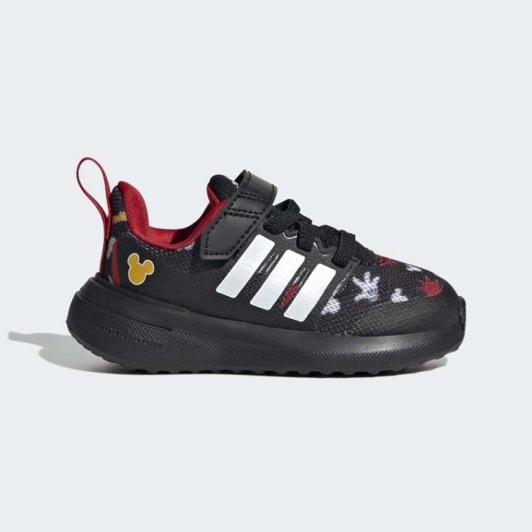 Adidas X Disney Fortarun 2.0 Mickey Cloudfoam Elastic Lace Top Strap Shoes Noir