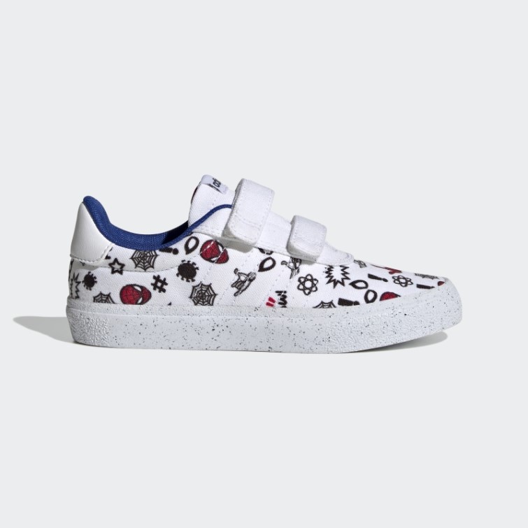 Adidas X Marvel Vulc Raid3r Spider-man Chaussures à Crochets Et Boucles Blanches Mode