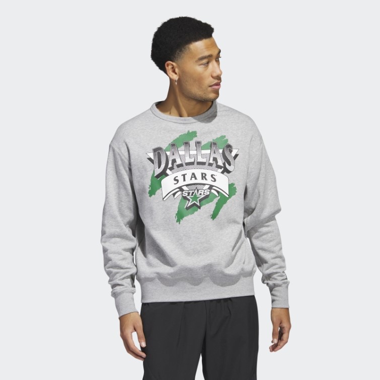 Sweat Gris Moyen Adidas Stars Vintage Crew