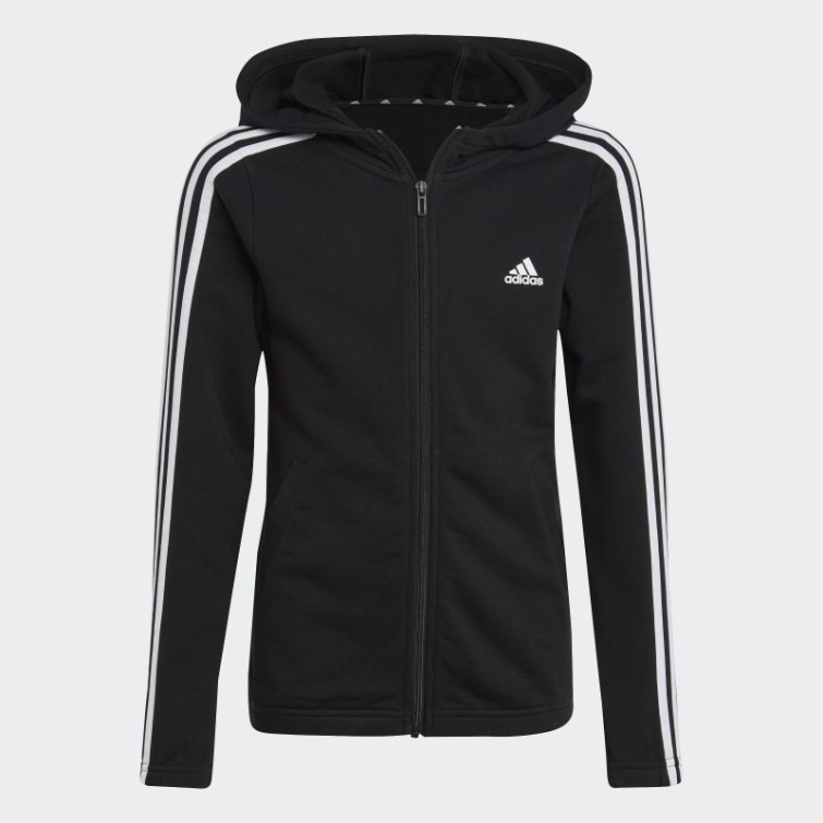 Sweat à Capuche Zippé à 3 Bandes Essentials Adidas Noir