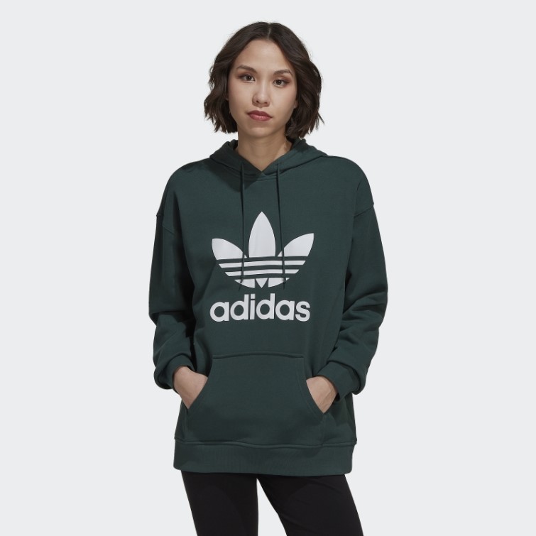 Sweat à Capuche Adidas Adicolor Trèfle Mode Vert Minéral