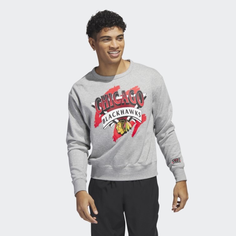 Sweat à Capuche Vintage Blackhawks Gris Moyen Adidas