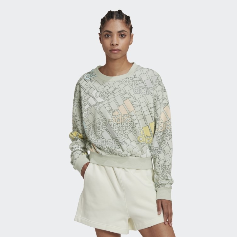 Sweat Crop Logo Essentials Multicolore Vert Adidas
