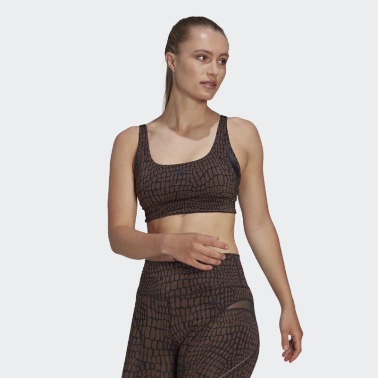 Soutien-gorge D'entraînement à Maintien Moyen Powerimpact Luxe Imprimé Hiit Marron Adidas