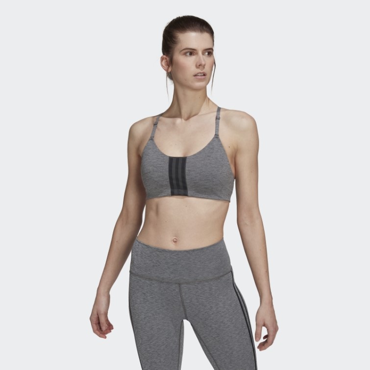 Adidas Aeroimpact Training Soutien-gorge à Maintien Léger Gris Foncé Chiné Chaud