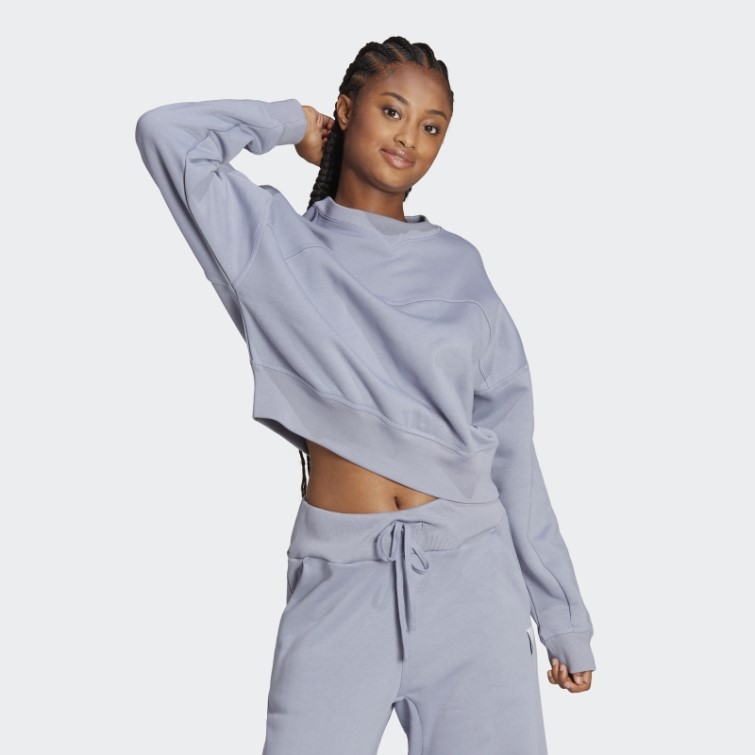 Sweat-shirt Adidas Lounge Fleece Violet Argenté