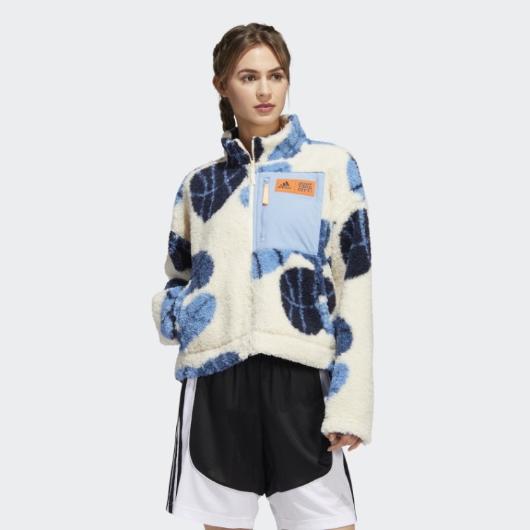 Adidas Hoop York City Sherpa Veste écru Teinte