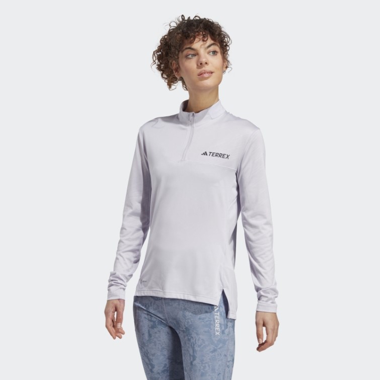 Adidas Terrex Multi Haut à Manches Longues Demi-zip Argent Aube
