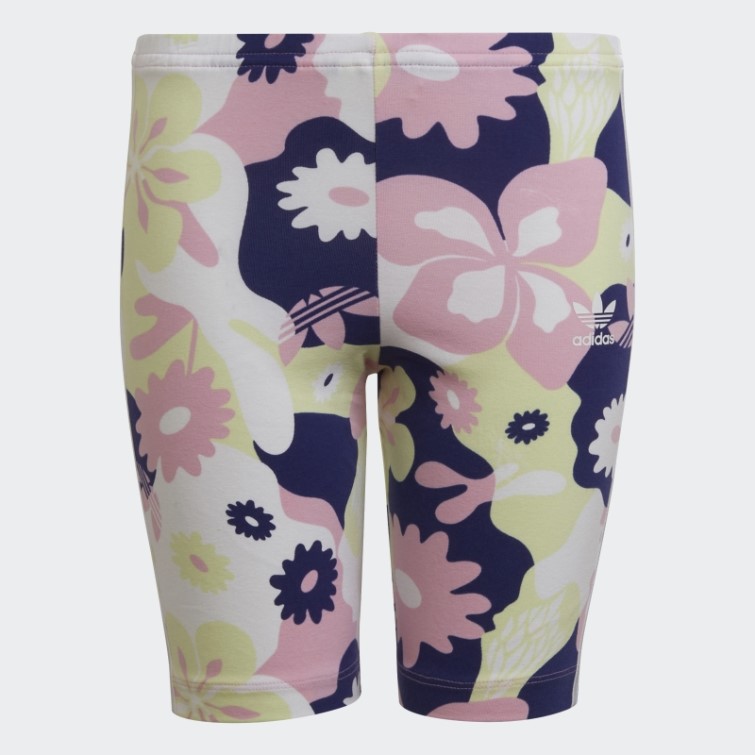 Adidas Short Cycliste Imprimé Fleuri Blanc