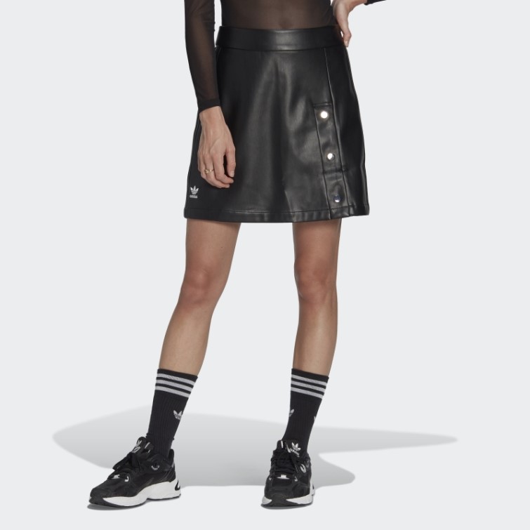 Jupe En Similicuir Noir Trèfle Adicolor Adidas