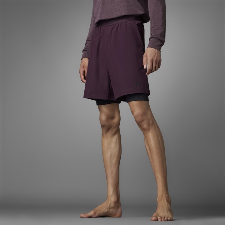 Adidas Short De Yoga Authentique Balance 2-en-1 Bordeaux