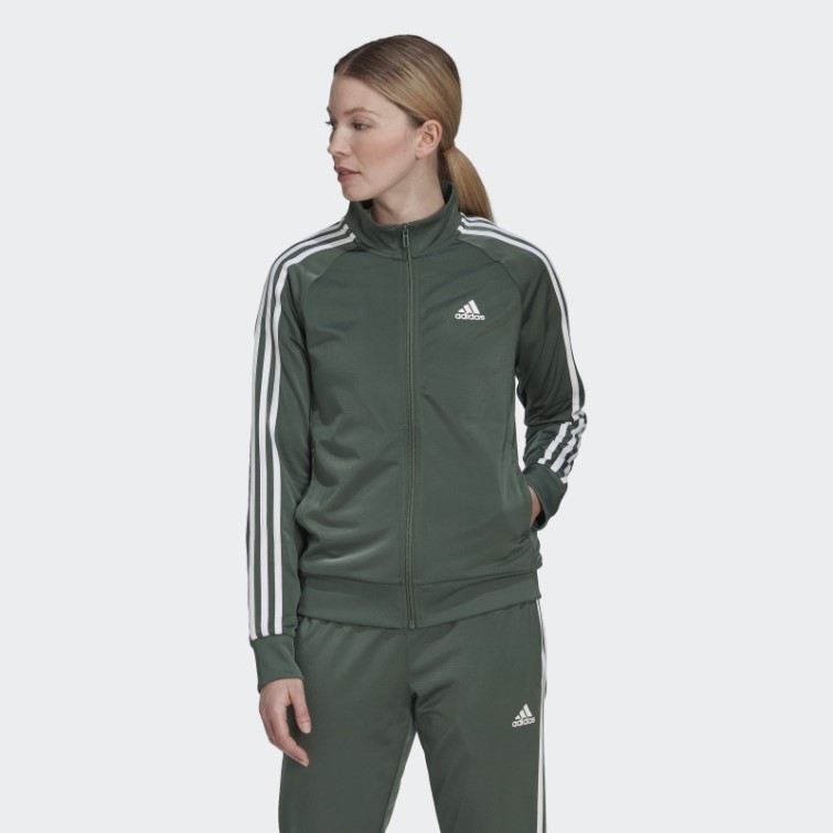 Adidas Green Oxide Primegreen Essentials Warm-up Slim Veste De Survêtement à 3 Bandes