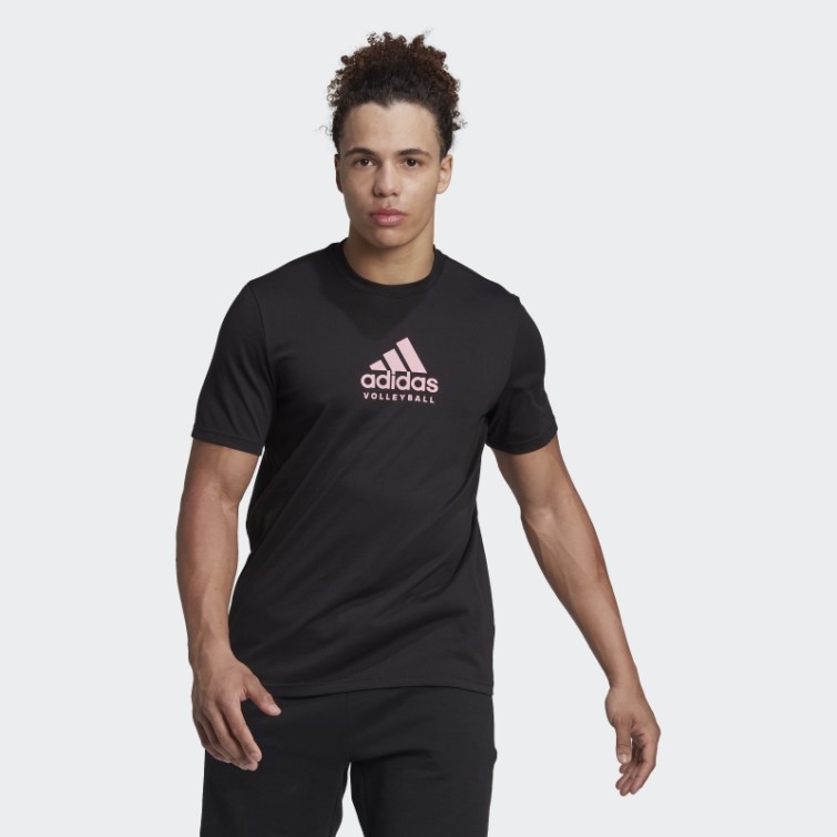 Tee Shirt Volley Logo Graphique Noir Adidas