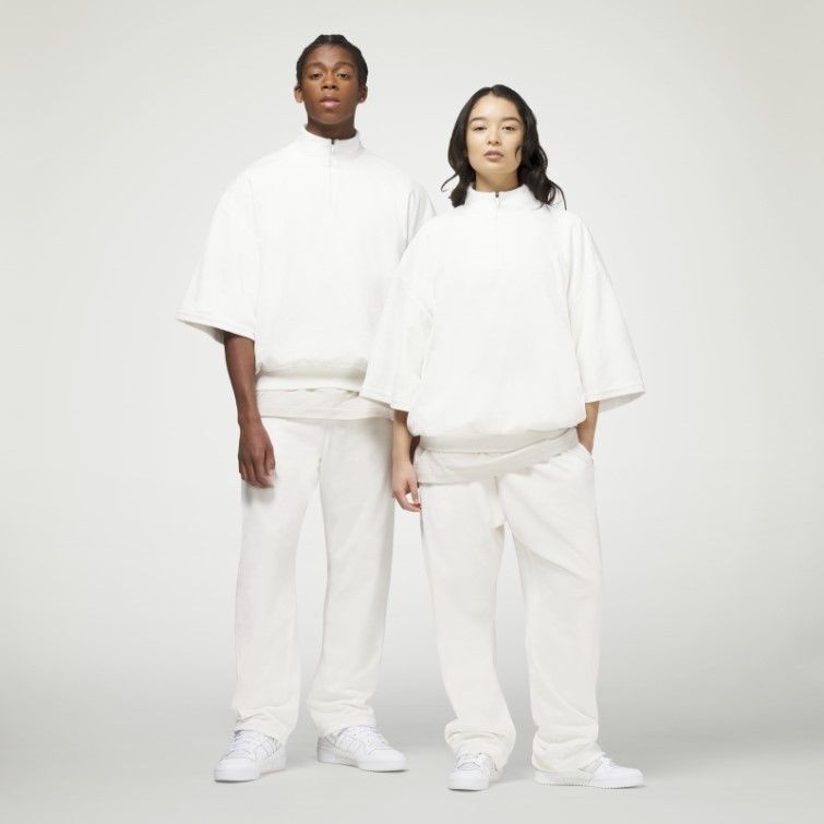 Adidas Basketball Velour 1/2-zip Sweat Fashion Blanc