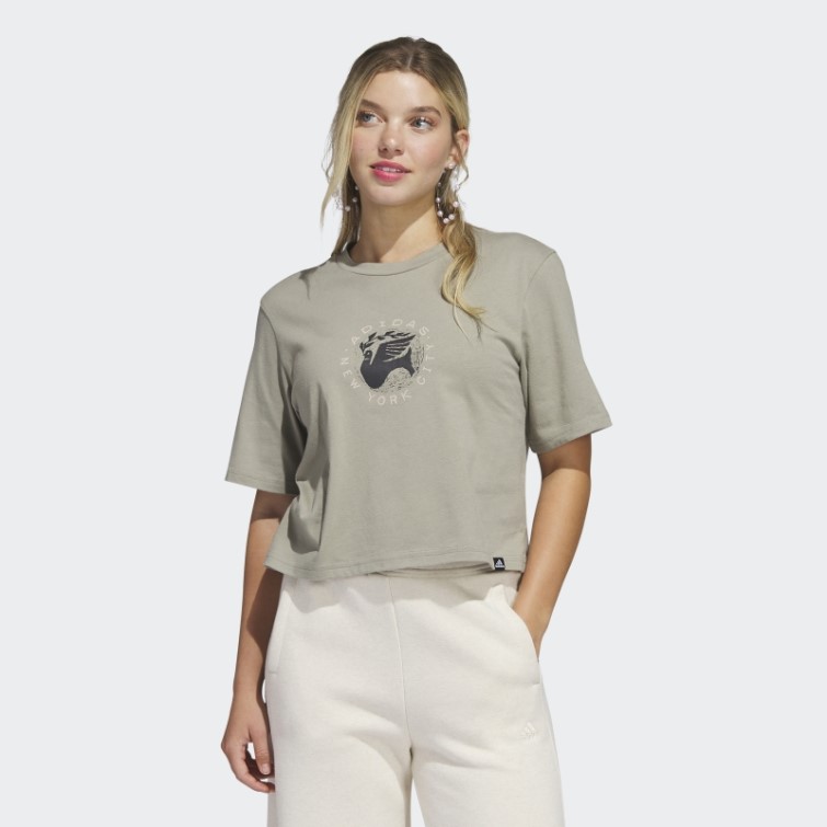 Galet Argenté Adidas New York Pigeon Crop T-shirt Graphique Fashion