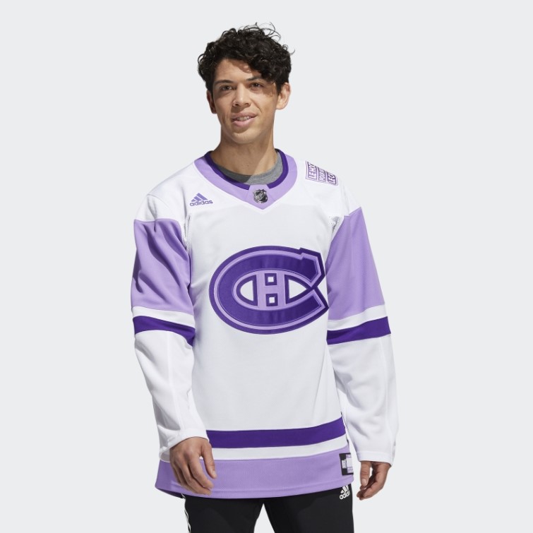 Chandail Blanc Des Canadiens De Hockey Contre Le Cancer Adidas