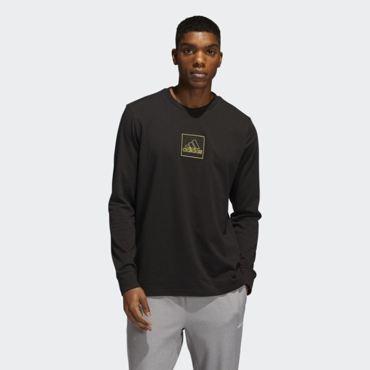 T-shirt Graphique Brodé à Manches Longues Adidas Noir