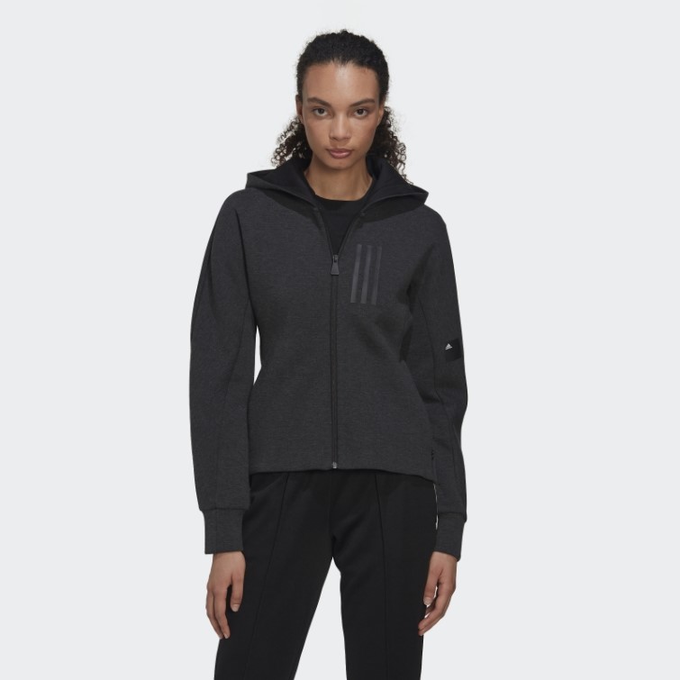 Adidas Mission Victoire Sweat à Capuche Zippé Coupe Slim Noir Melange