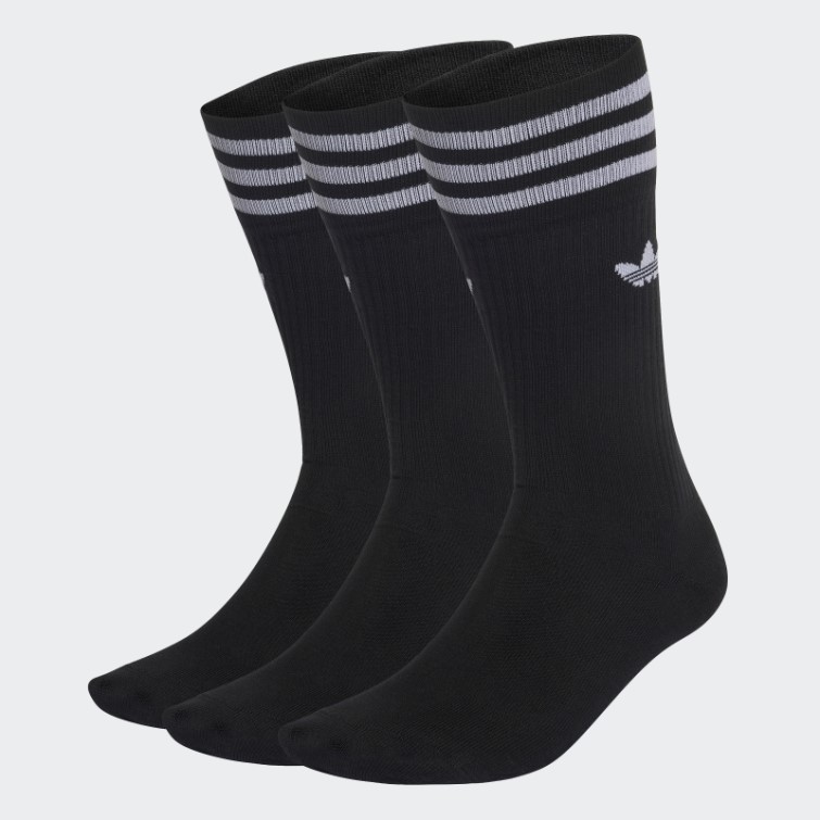 3 Paires De Chaussettes Adidas Solid Crew Noires