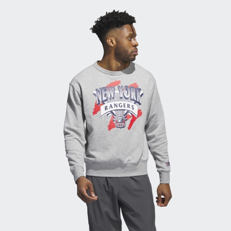 Sweat Adidas Rangers Vintage Crew Gris Moyen