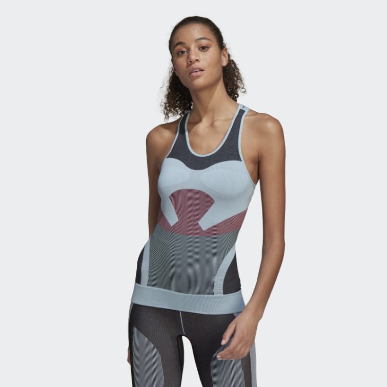 Adidas By Stella Mccartney Truestrength Yoga Knit Débardeur Bleu Arctique