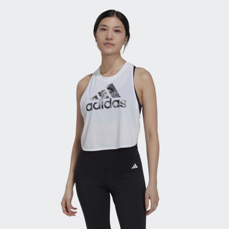 Adidas Aeroready Made For Training Débardeur Fleuri Blanc