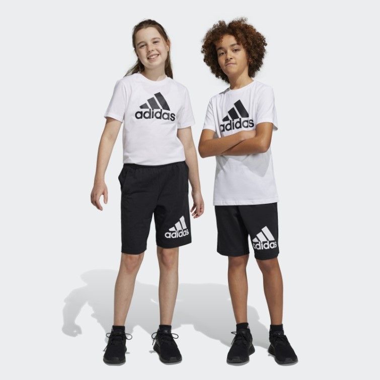 Short En Coton à Gros Logo Essentials Adidas Noir