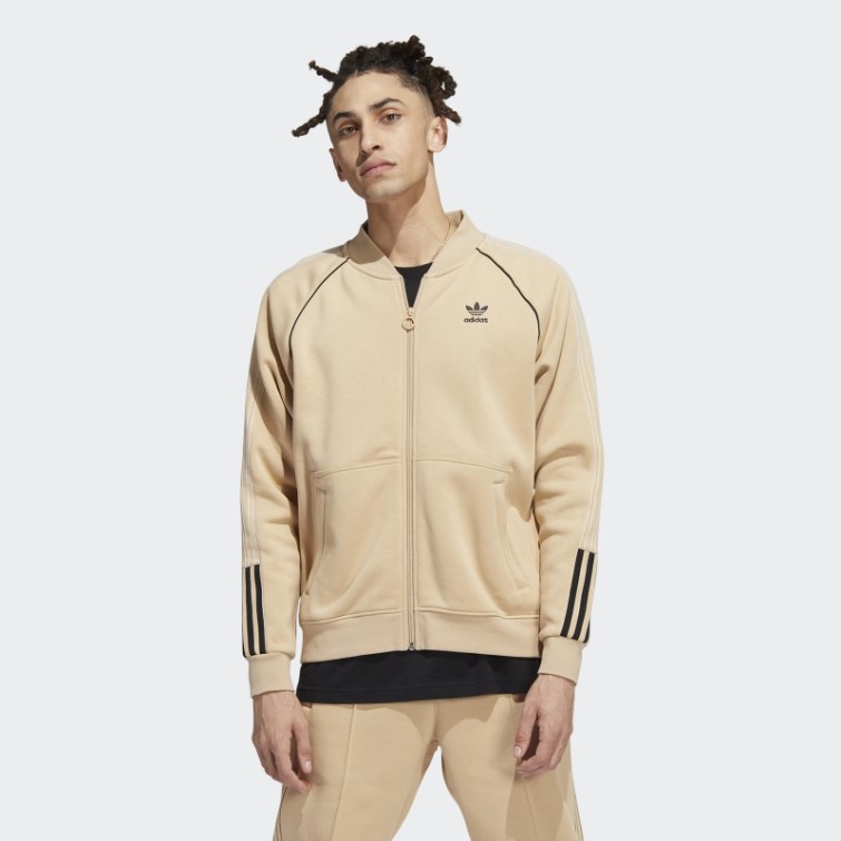 Adidas Veste De Survêtement Beige Polaire Sst