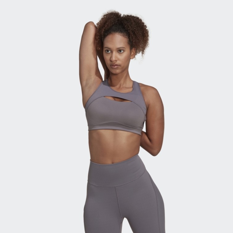 Coreflow Studio Soutien-gorge De Yoga Coupe-vent à Maintien Moyen Trace Gris Adidas