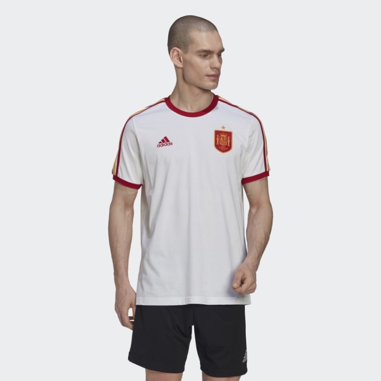 T-shirt Blanc à 3 Bandes Adidas Espagne