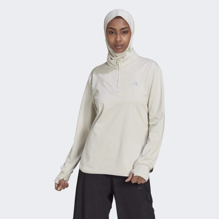 Haut D'entraînement Adidas Techfit Aeroready Warm à Quart De Zip En Aluminium