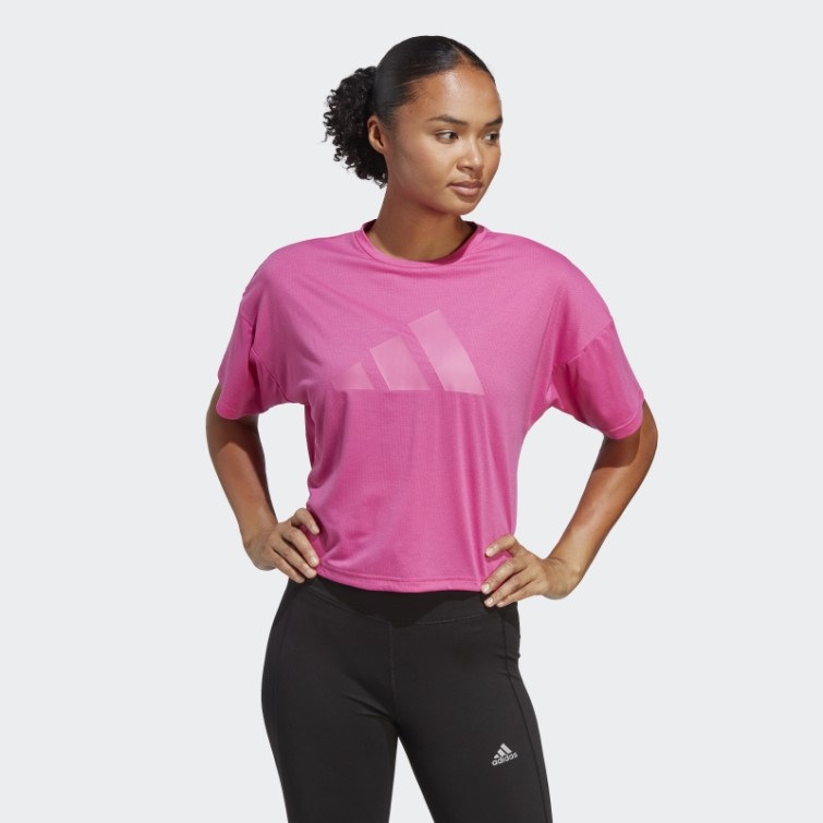 T-shirt Adidas Train Icones 3 Bar Logo Fuchsia