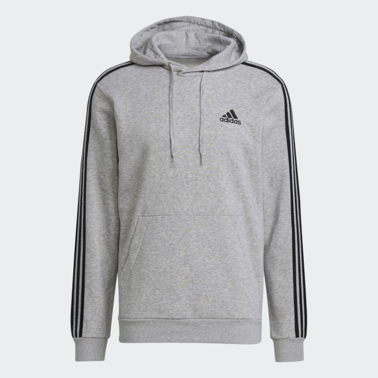 Sweat à Capuche Gris Moyen Adidas Essentials Fleece 3-stripes