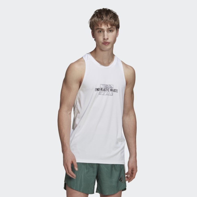 Adidas Possède Le Débardeur Graphique Run End Plastic Waste Aeroready Blanc