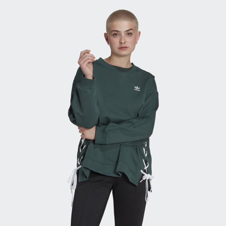 Sweat Ras Du Cou à Lacets Adidas Vert Minéral Always Original