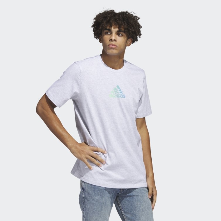 T-shirt Graphique Adidas Power Logo Gris Clair Chiné Fashion