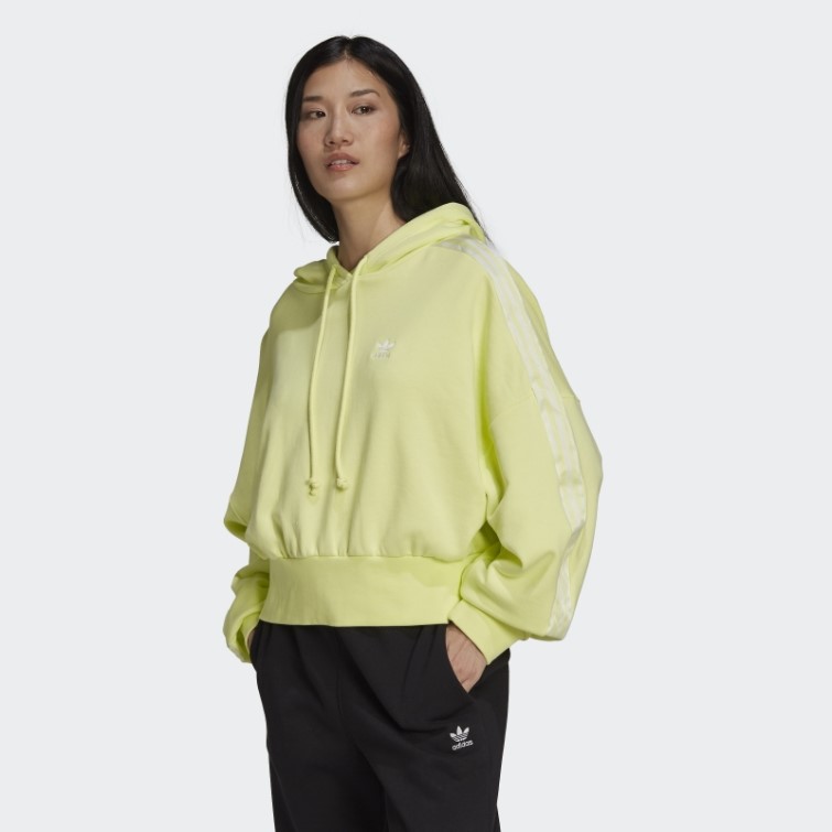 Sweat à Capuche Court Adidas Adicolor Classics Satin Tape Jaune