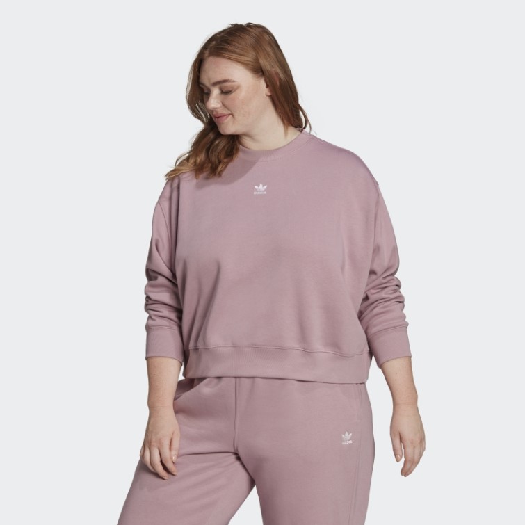 Sweat Adicolor Essentials Crew (taille Plus) Mauve Adidas