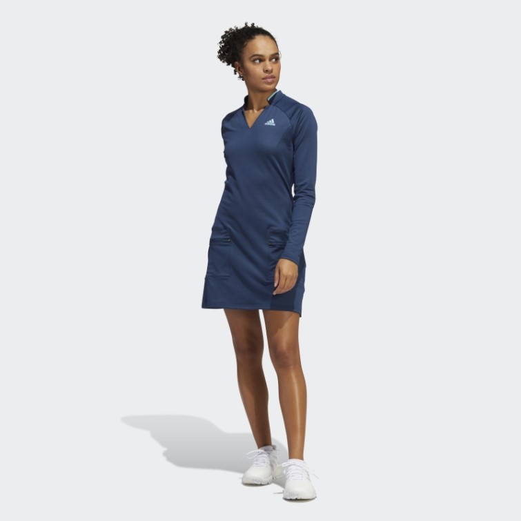 Adidas Robe De Golf En Maille Chaîne Bleu Marine