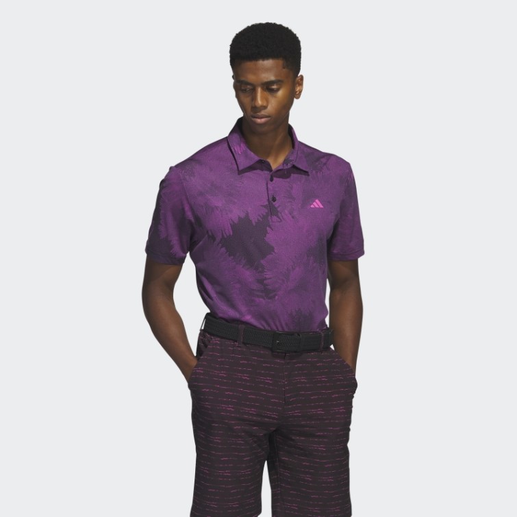 Polo De Golf En Maille à Fleurs Adidas Noir