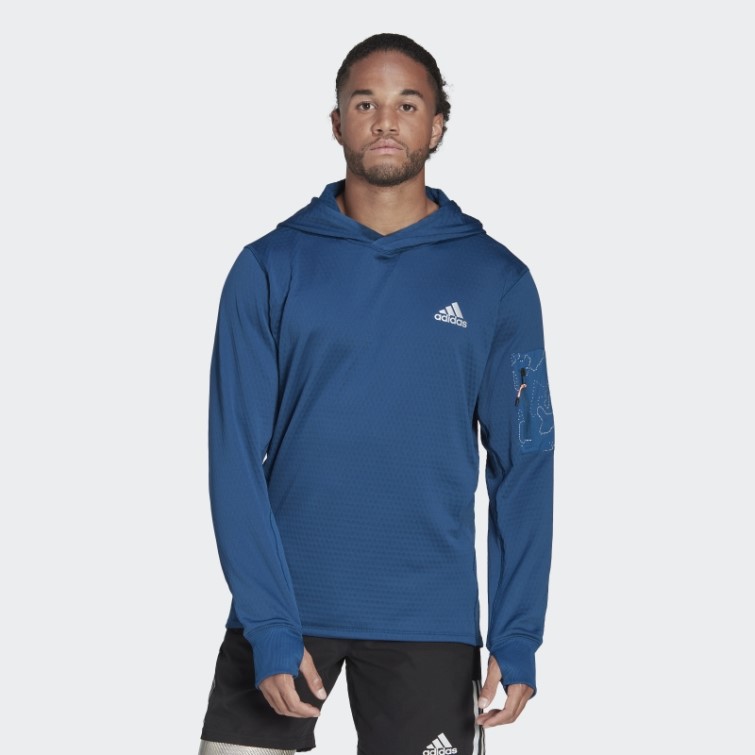 Adidas Polaire X-city Running Sweat à Capuche Mode Marine