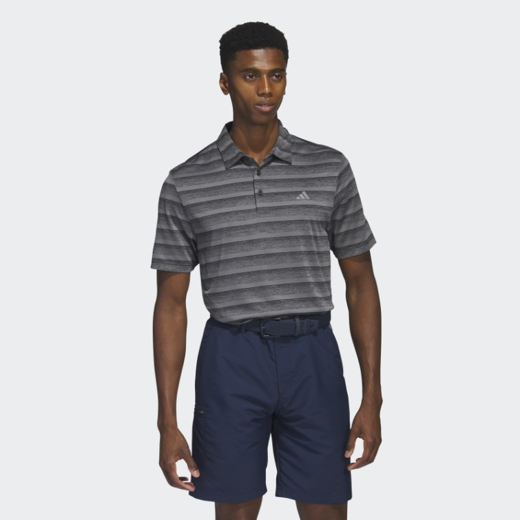 Adidas Polo Rayé Bicolore Gris