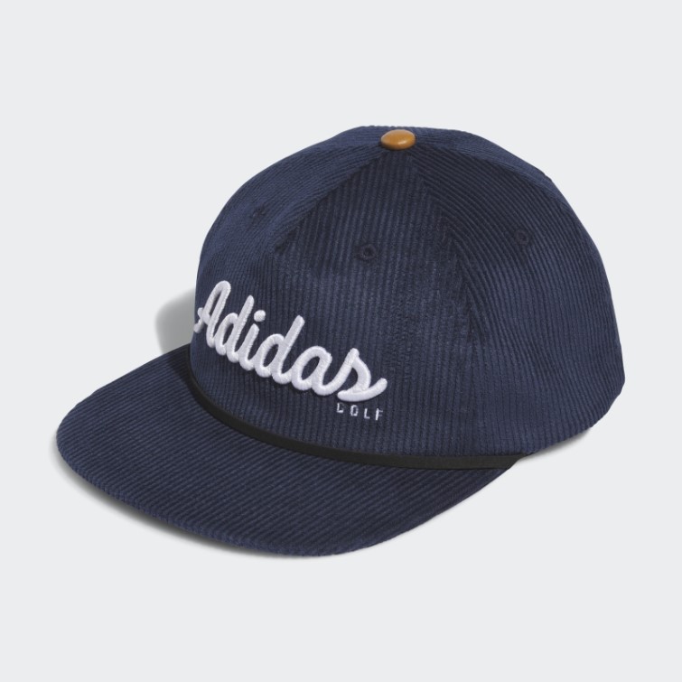 Casquette Adidas Bleu Marine à Cinq Panneaux En Cuir Velours Côtelé