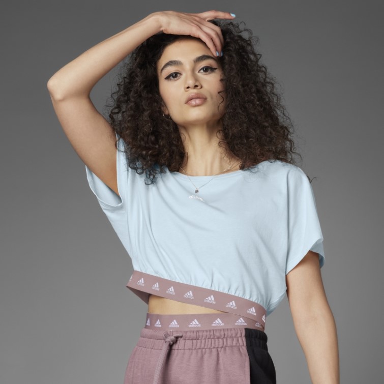 T-shirt Court En Coton Hyperglam Bleu Adidas