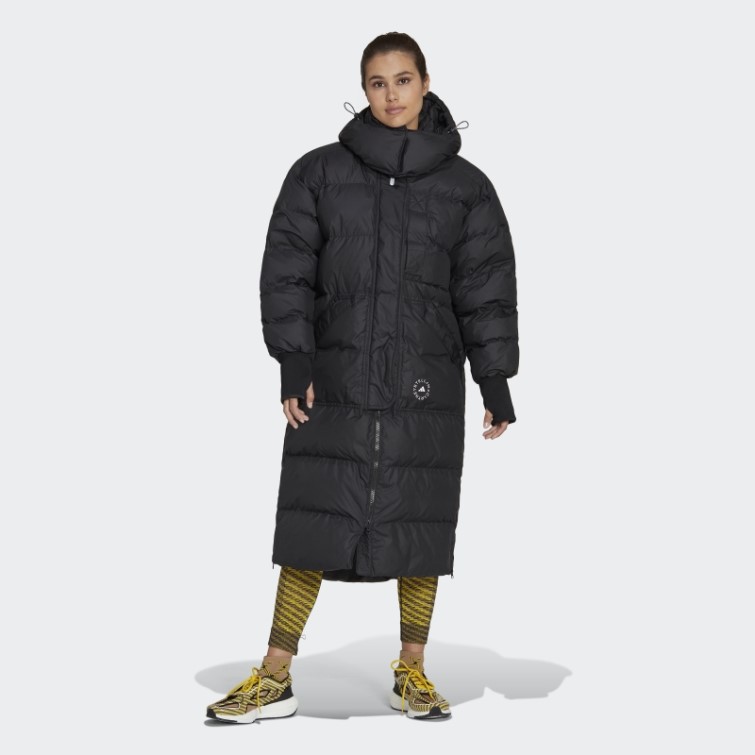 Adidas By Stella Mccartney Veste D'hiver Longue Matelassée Noire Fashion